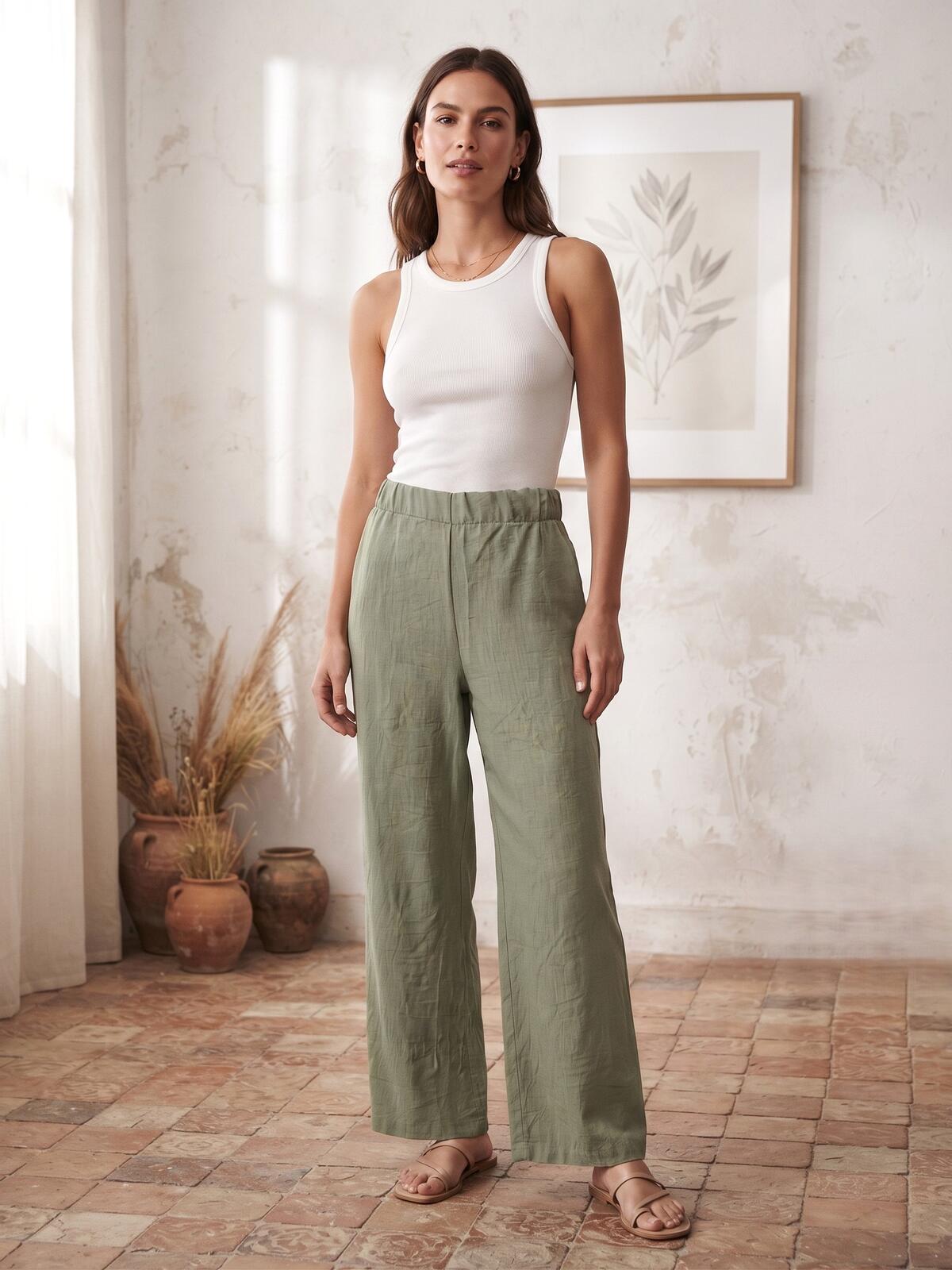 Pantalón sedita arrugada Ganni
