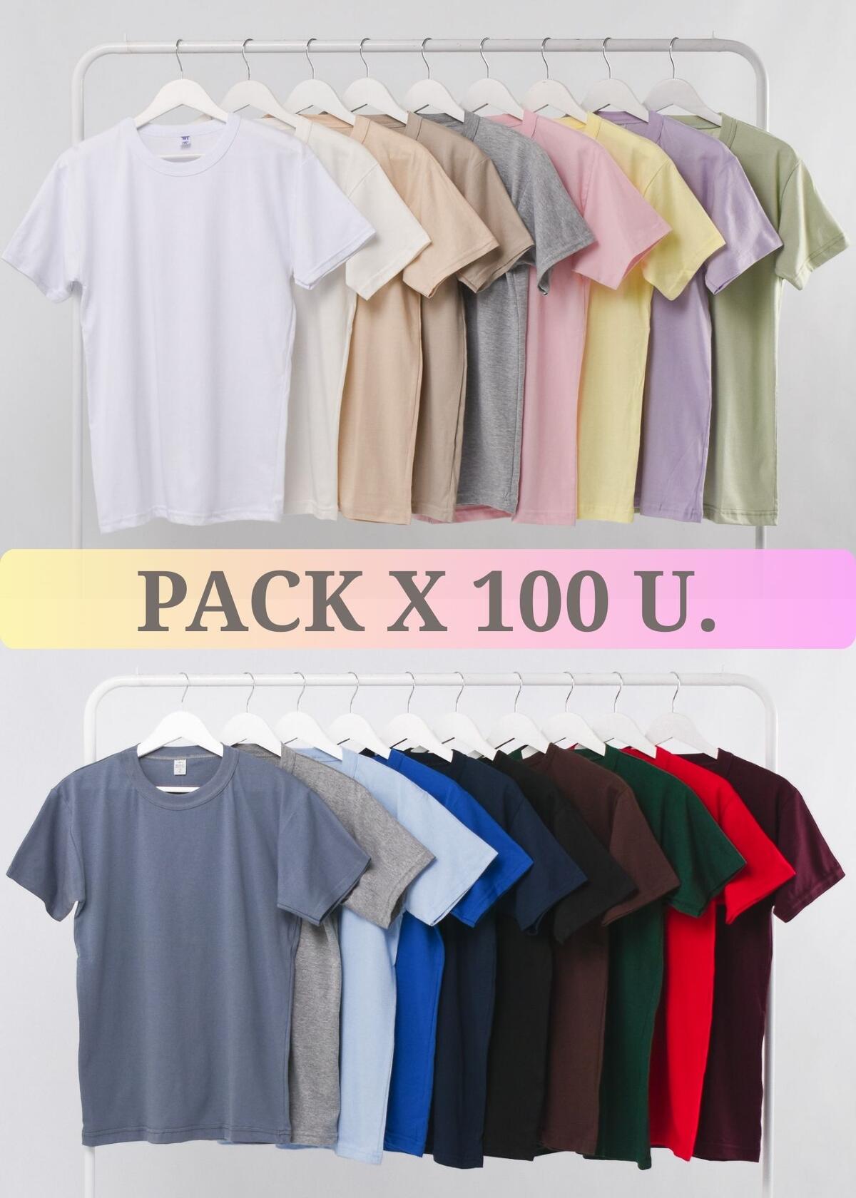 Pack X 100 remeras basicas lisas colores