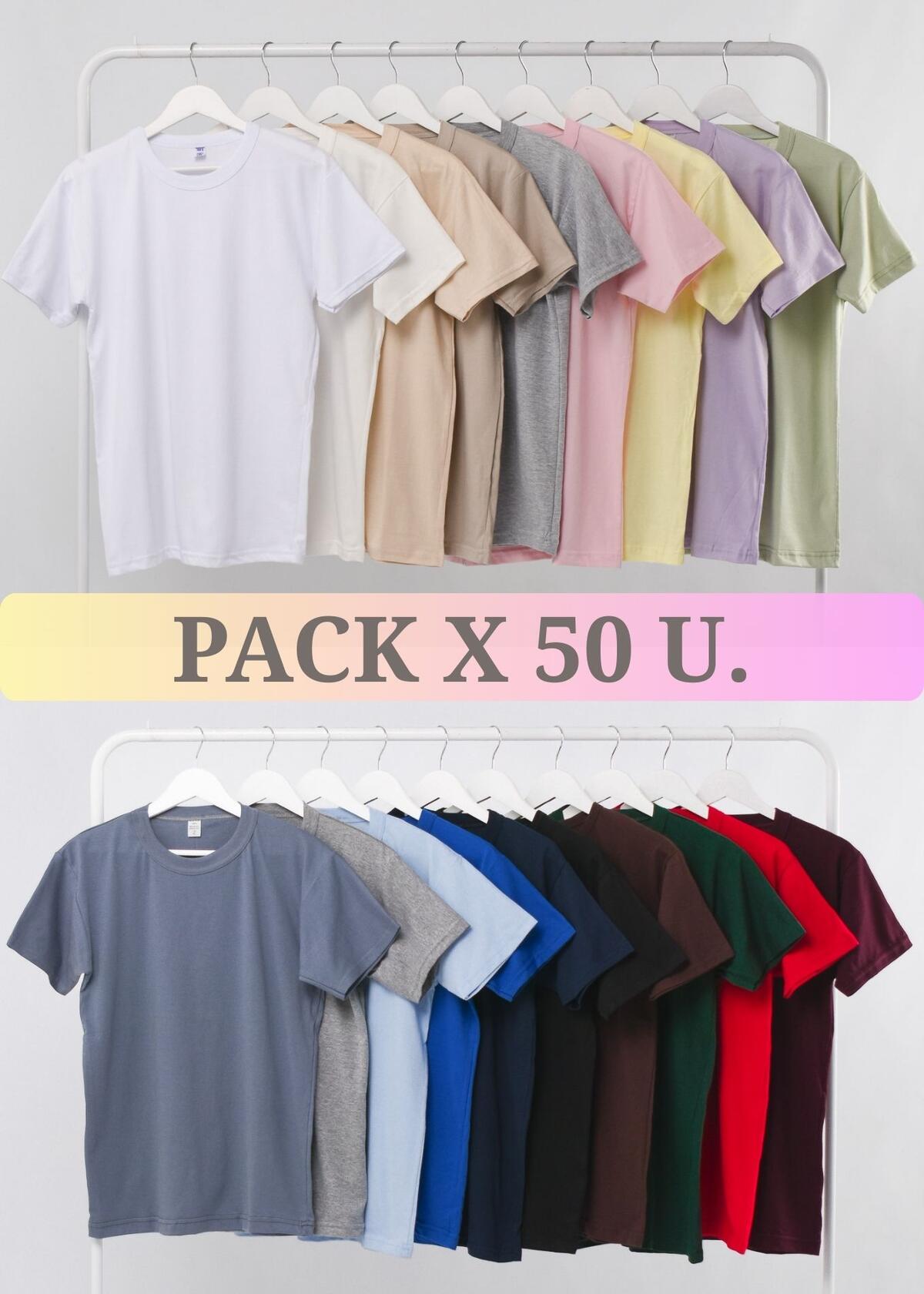 Pack X 50 remeras basicas lisas colores