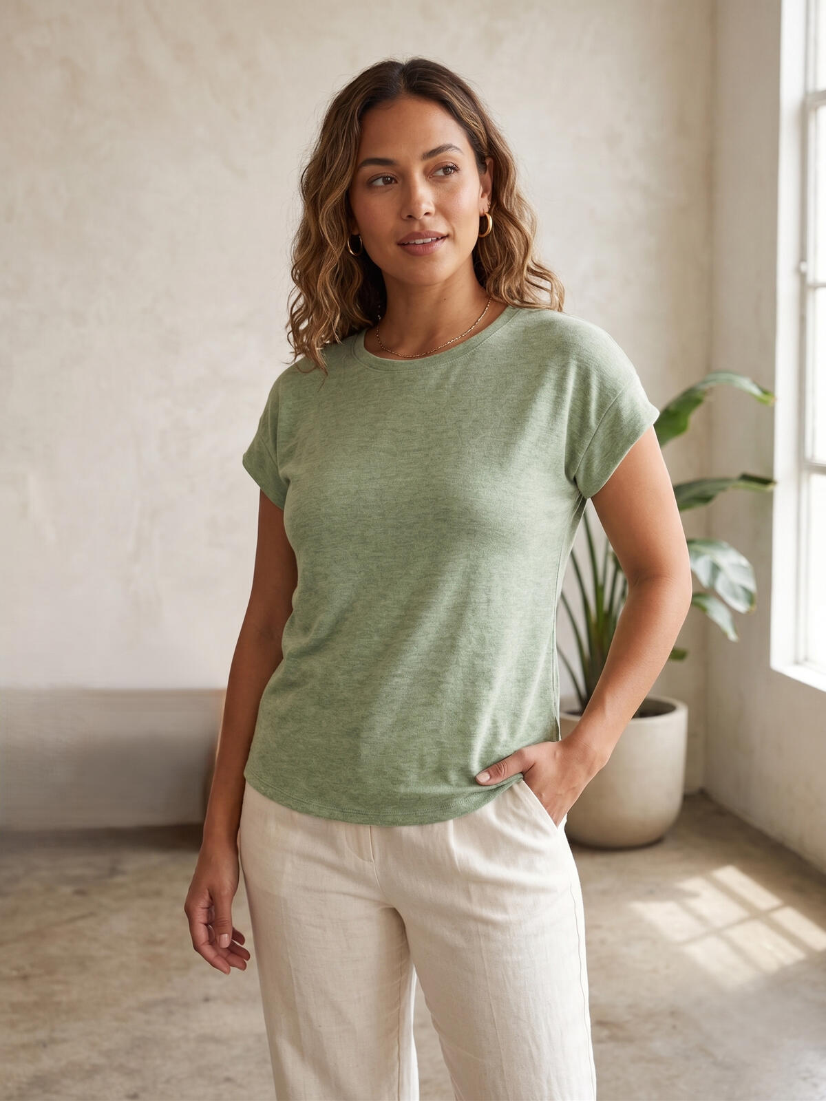 Remera lino de punto lisa