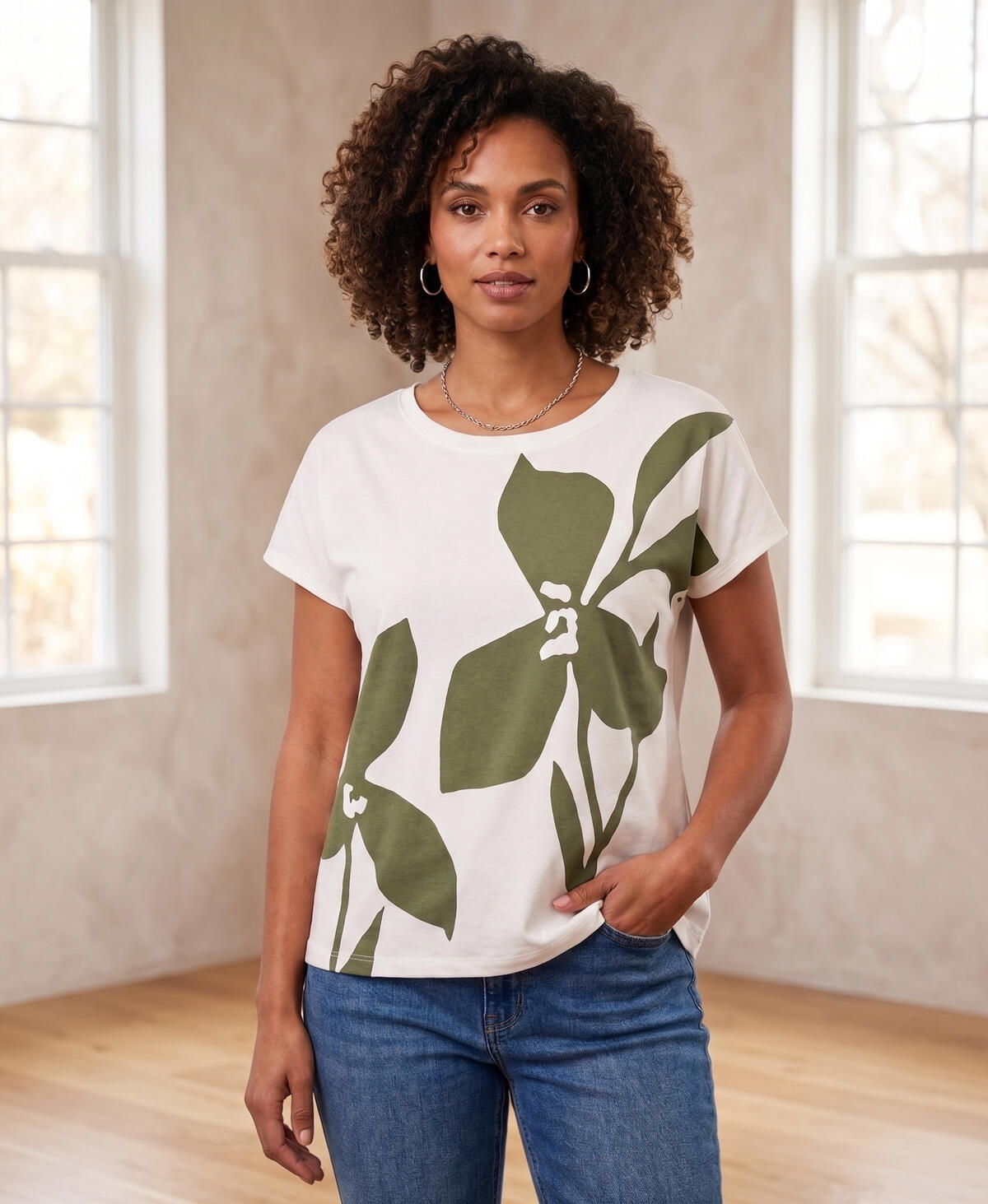 Remera modal con estampa flor