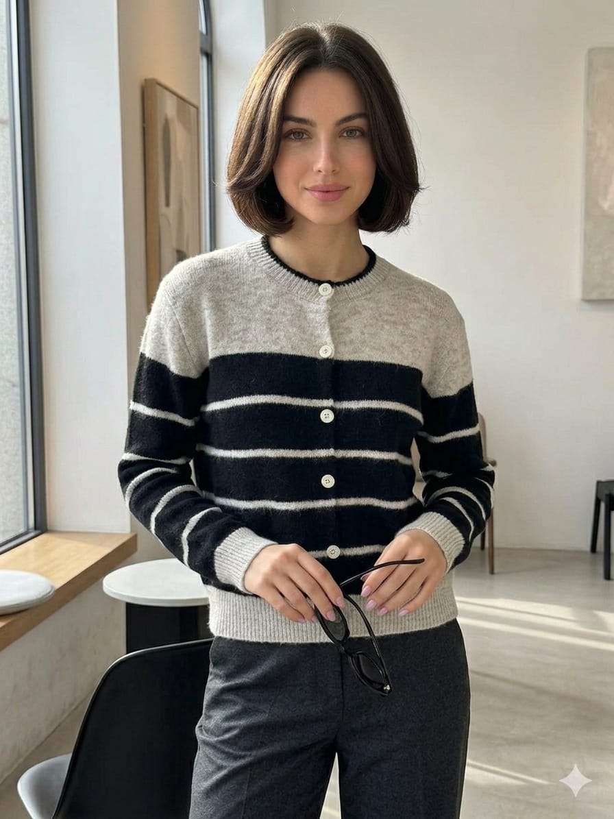 S105 CARDIGAN RAYADO COMBINADO