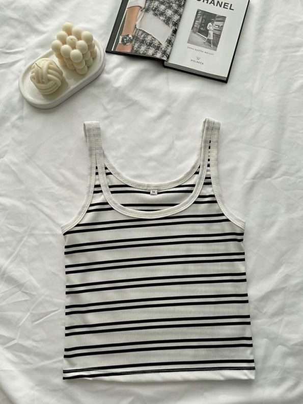 Musculosa corta micromorley doble raya