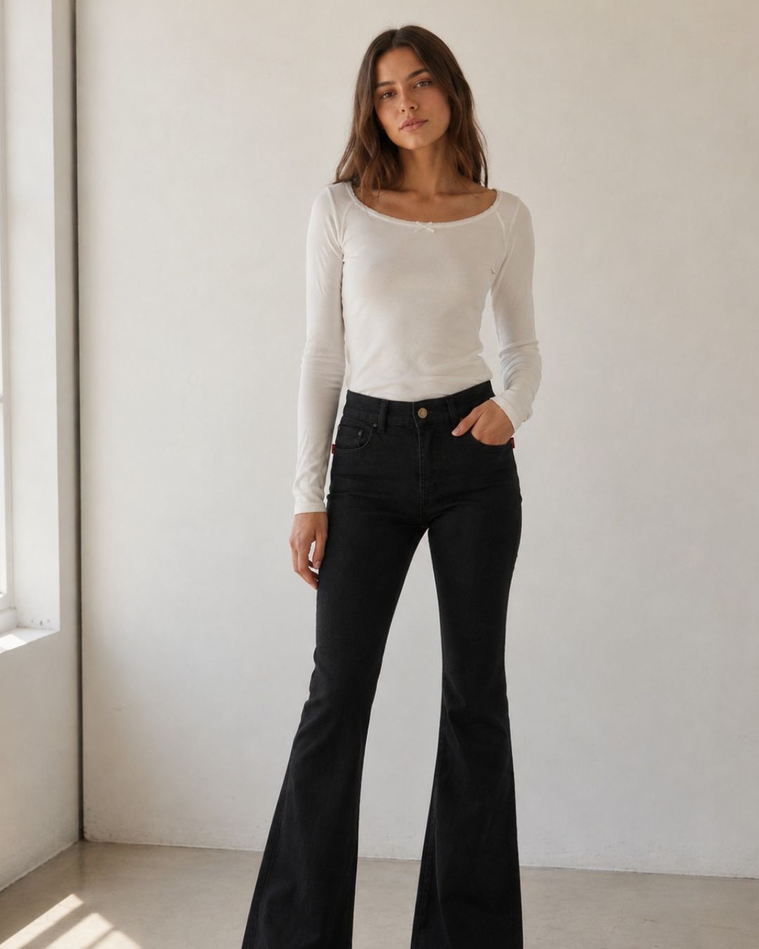 Pantalón oxford en jean elastizado