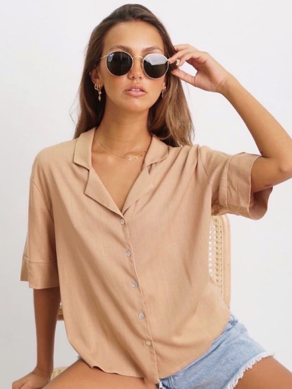 Camisa de lino manga corta